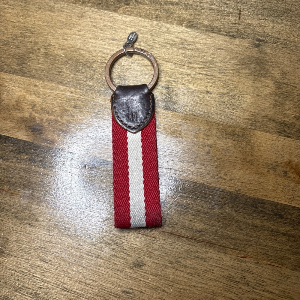 Polo RALPH LAUREN Keychain Keyring FOB Leather & Nylon